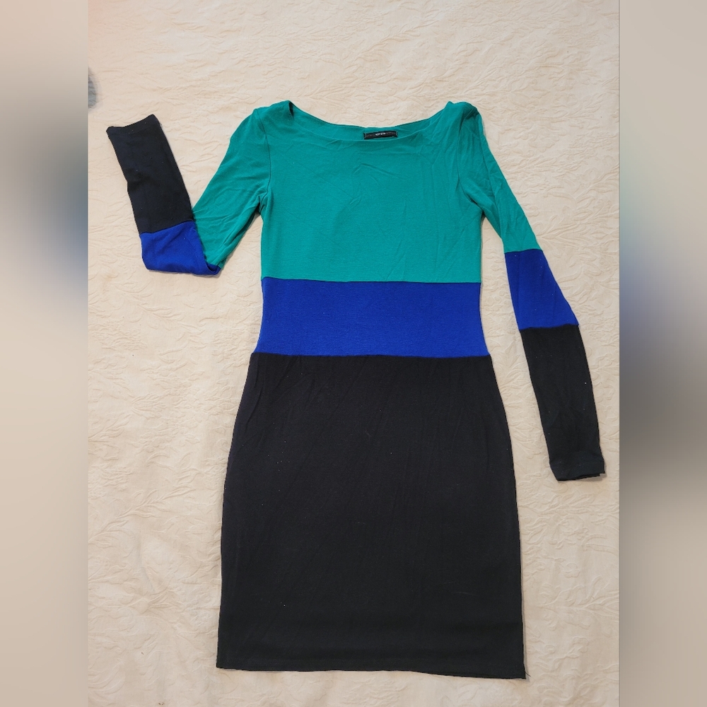 Colorblock Long Sleeve Dress